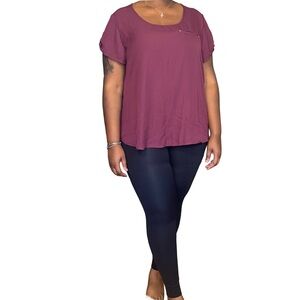 MISS LILI VERSATILE SCOOP NECK TUNIC - BURGUNDY SIZE 3X (NEW WITH TAGS) A19